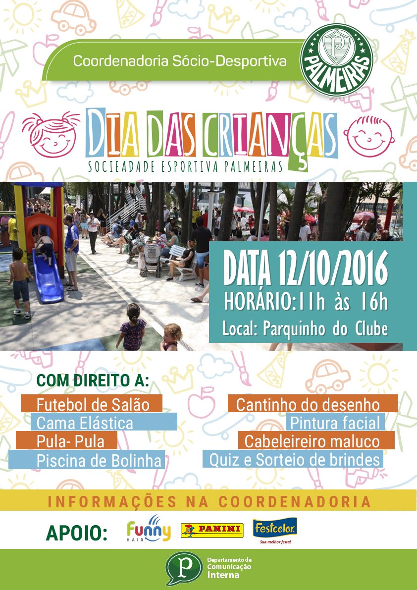 Verdão prepara programação especial de atividades para o Dia das Crianças no clube