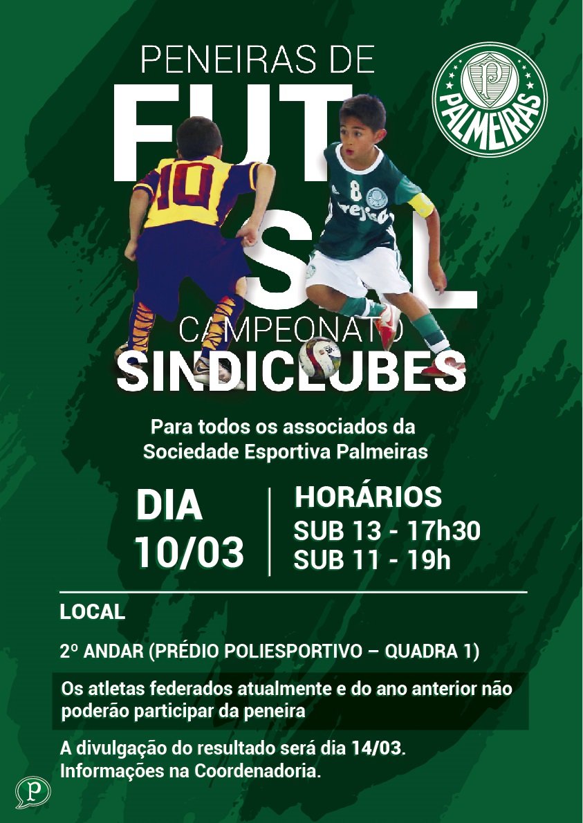 Times de sócios do futsal do Palmeiras estão com vagas abertas; inscreva-se na peneira