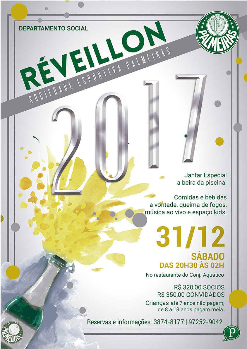 Verdão promove Réveillon com jantar à beira da piscina e queima de fogos; convites à venda