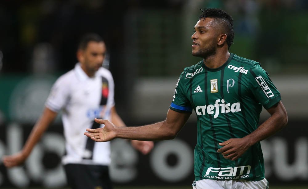 Borja comemora um dos quatro gols do Palmeiras sobre o Vasco (Foto: Cesar Greco/Ag. Palmeiras/Divulgação)