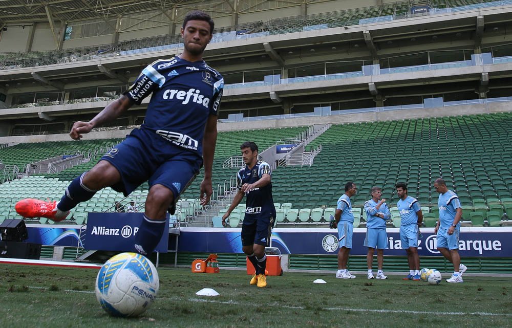 Cesar Greco/Ag.Palmeiras/Divulgação _ Aos 32 anos, o meia Cleiton Xavier pode reestrear pelo Verdão neste domingo, 12