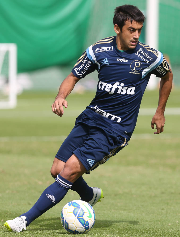  Cesar Greco/Ag. Palmeiras/Divulgação _ Robinho atuou como volante nesta quinta (07), ao lado de Gabriel