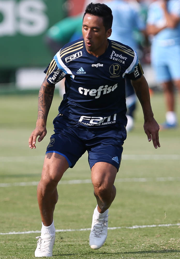 Cesar Greco/Ag.Palmeiras/Divulgação_Lucas Barrios está a disposição para ser relacionado contra o Fluminense