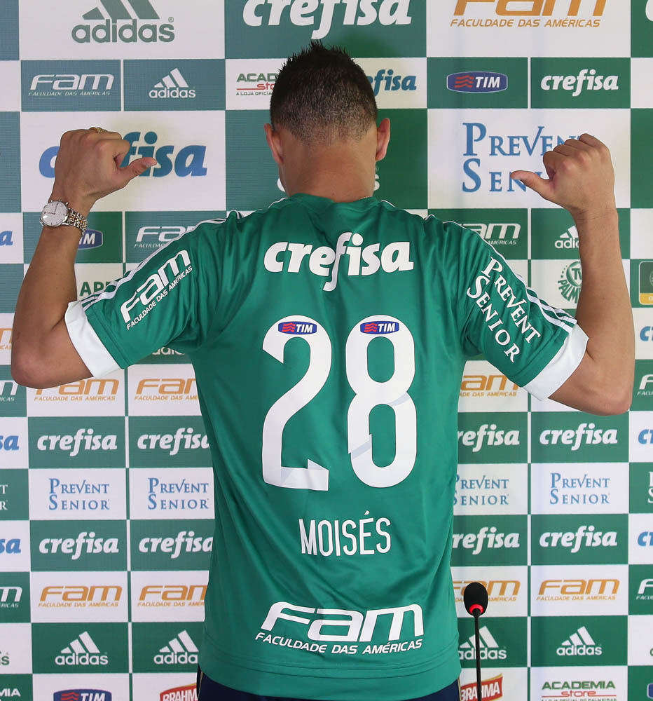 Cesar Greco/Ag. Palmeiras/Divulgação _ Apresentado nesta quarta-feira (13), o meia Moisés vestirá a camisa 28