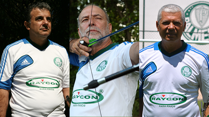 Divulgação _ Wladimir (esq.), Décio (centro) e Ivando (dir.) são os três arqueiros alviverdes que disputarão o Brasileiro Master
