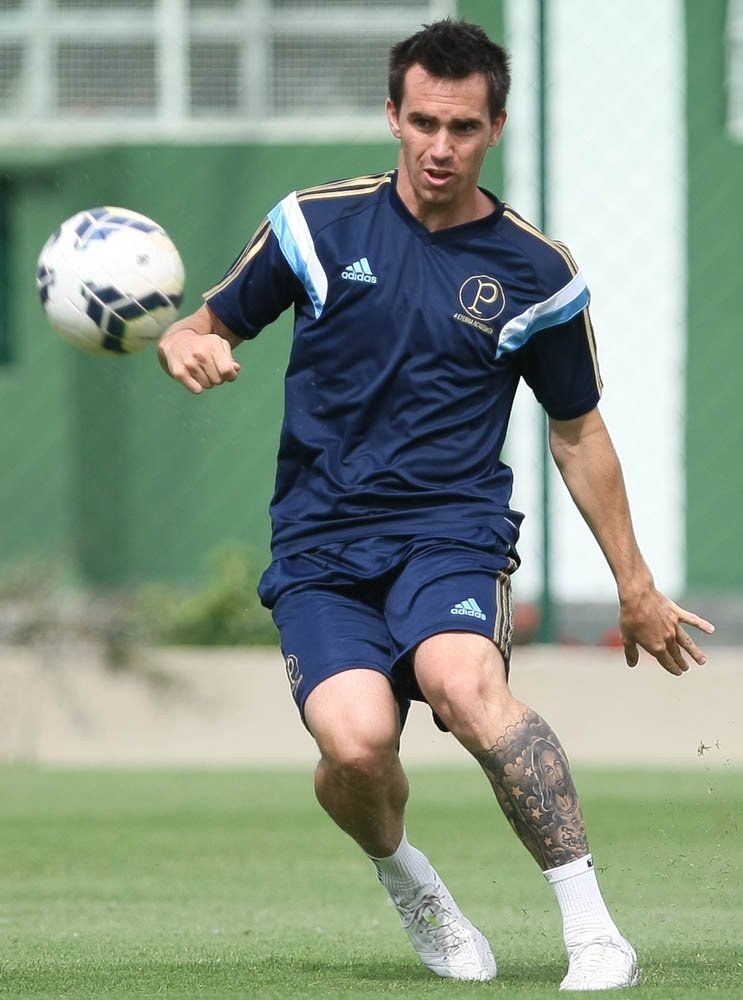 Cesar Greco/Ag. Palmeiras/Divulgação _ O <em>hermano</em> sofreu forte pancada no tornozelo, mas não preocupa os médicos alviverdes