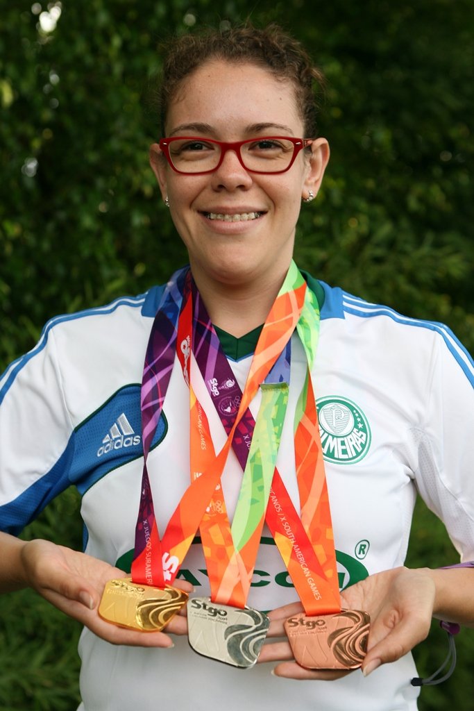 Fabio Menotti/Ag. Palmeiras/Divulgação _ Em março, Sarah também levou três medalhas nos Jogos Sul-americanos do Chile