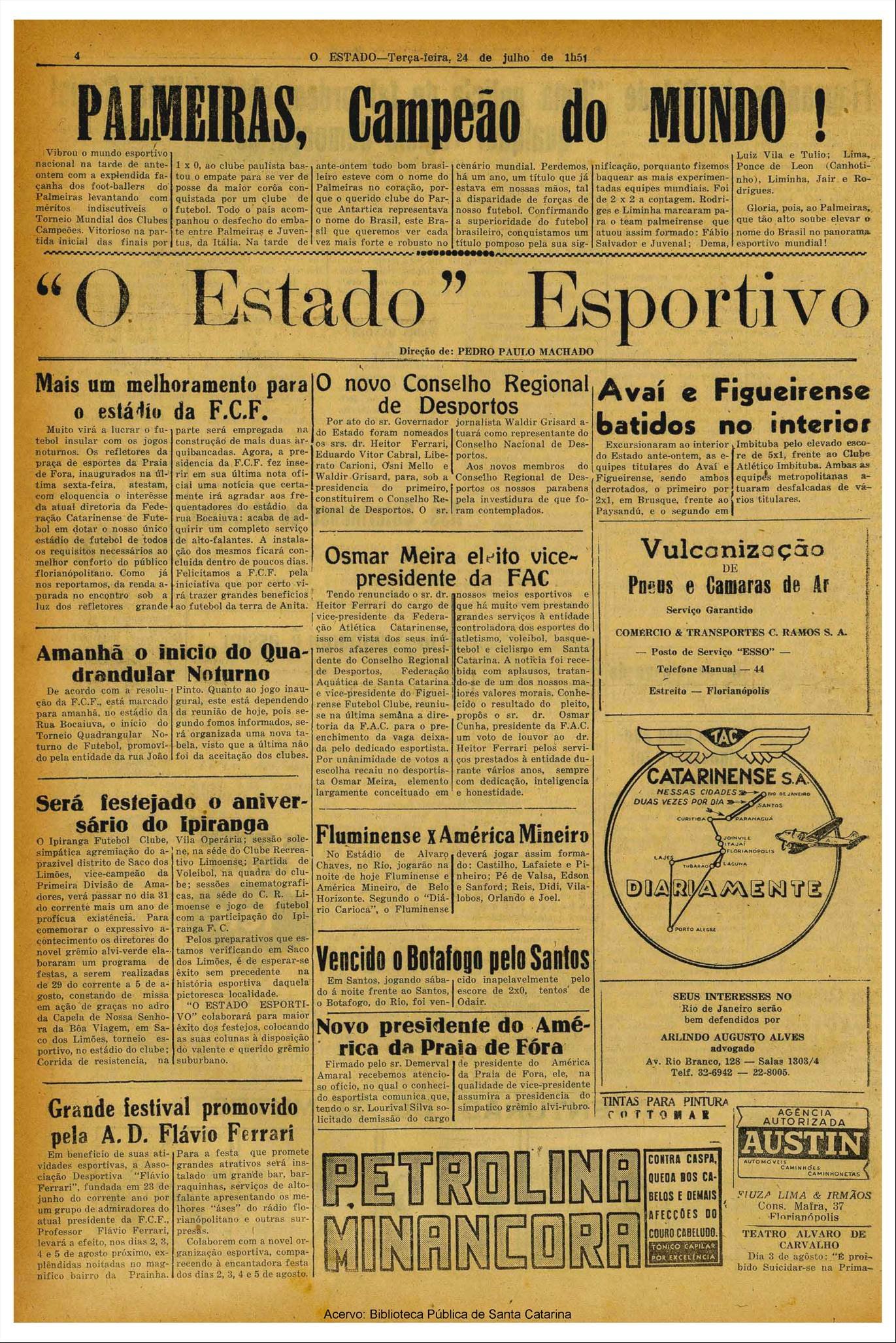 Página do jornal O Estado (SC)