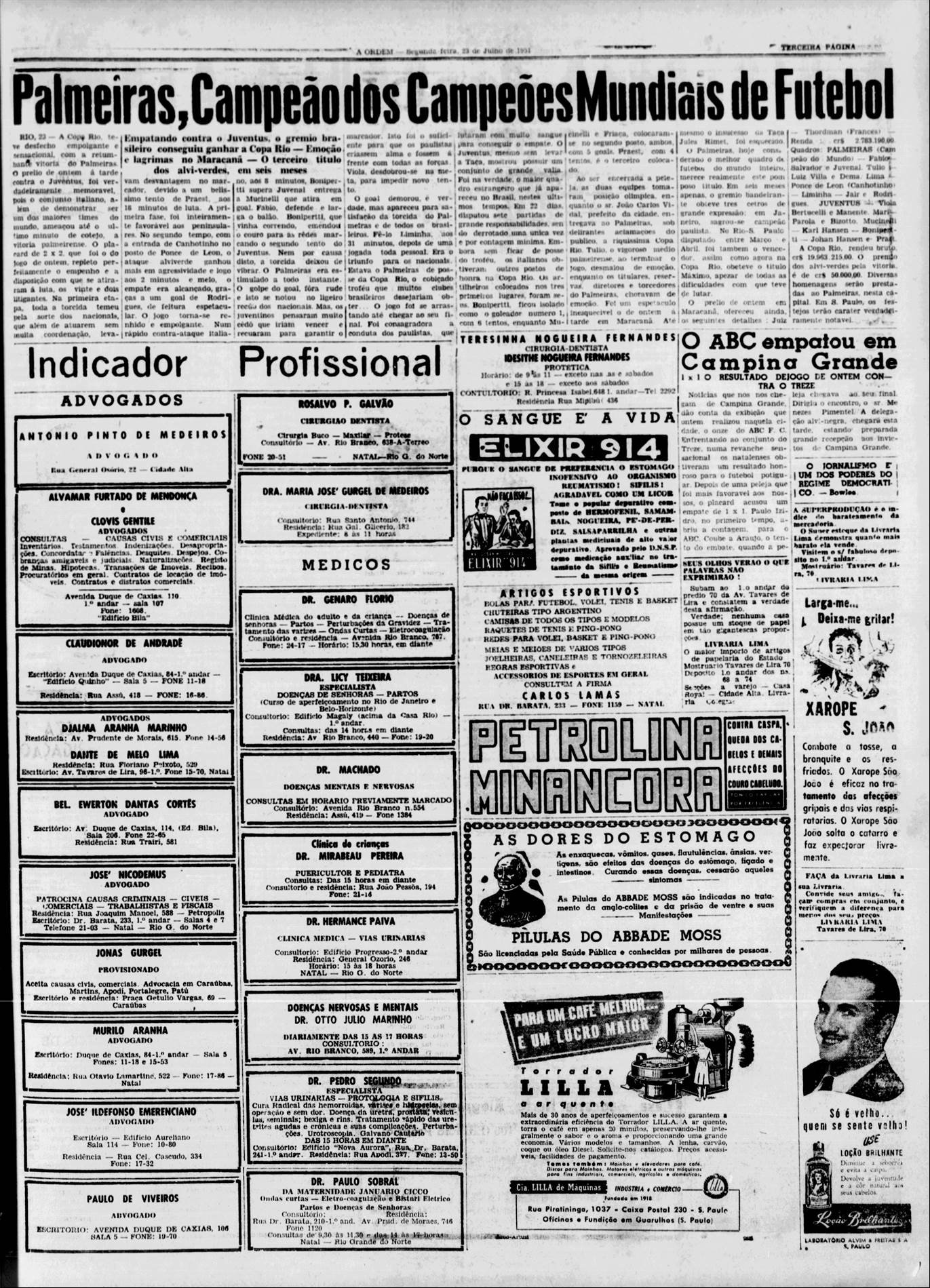 Página do jornal A Ordem