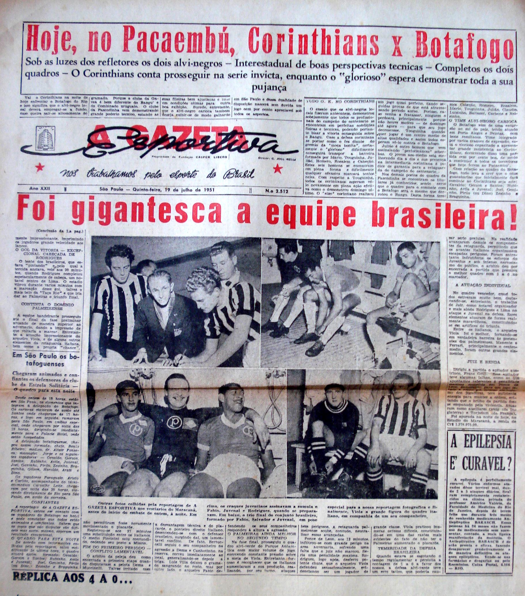 Página do jornal A Gazeta Esportiva