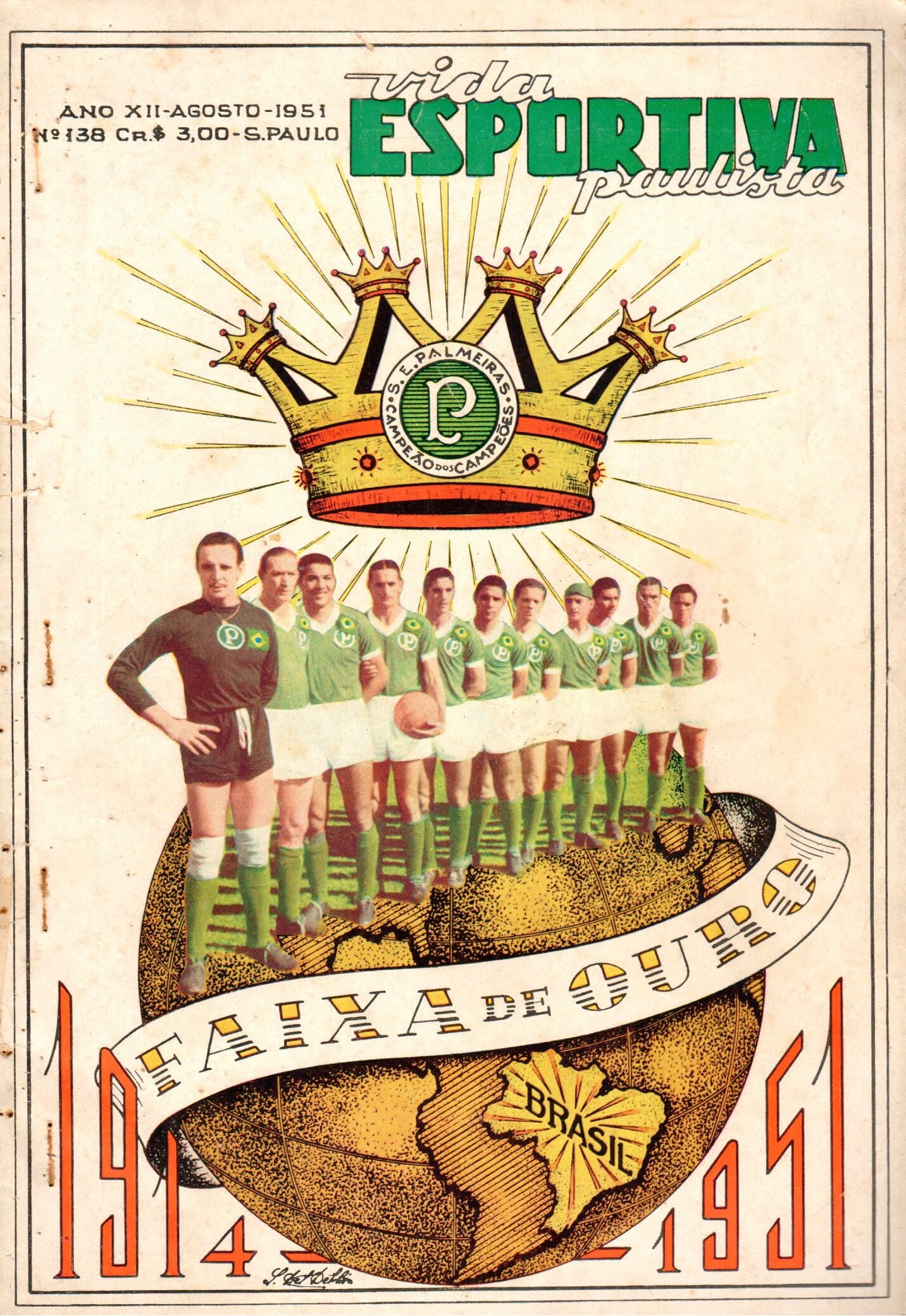 Capa da revista Vida Esportiva Paulista em agosto de 1951