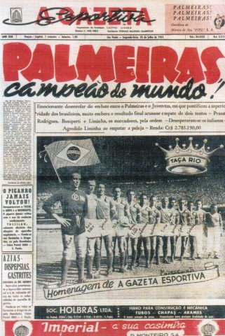 Gazeta Esportiva 1951 - Palmeiras Campeão Mundial - Palmeiras Store